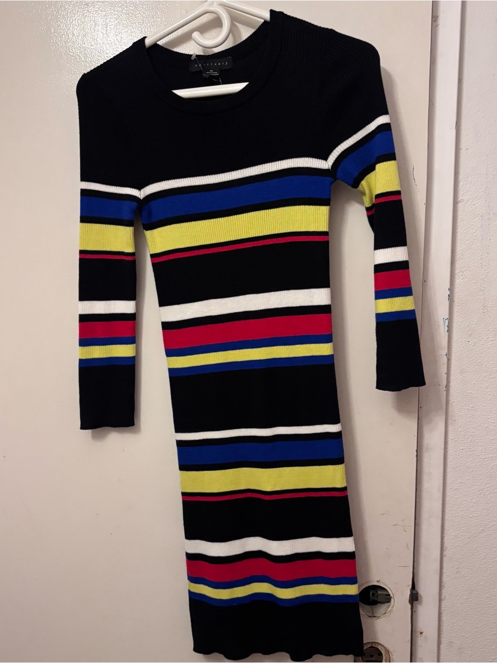 Sanctuary Black Long Sleeve Striped Midi Dress